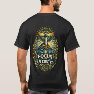 T-shirt met vuurtoren 'Focus op wat je kan control