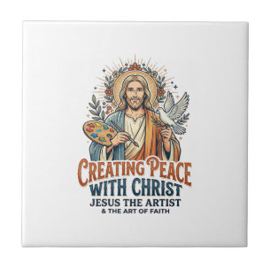 T-shirt met waterverf Jezus hobby inspirerend gelo Tegeltje