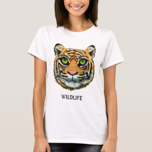 T-shirt met wilde jonge tijgergezicht en kalligraf