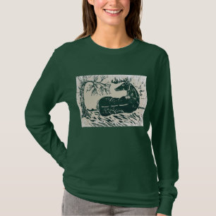 T-shirt met witstaarthertenbok in besneeuwde bosse