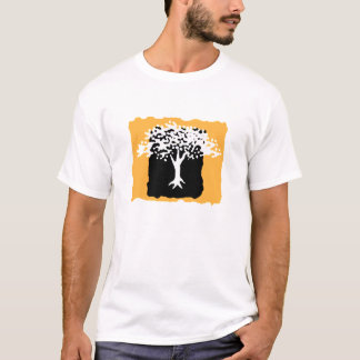 T-shirt met witte en goudboom