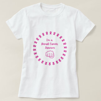 T-shirt met witte vuist en roze voor overlevenden