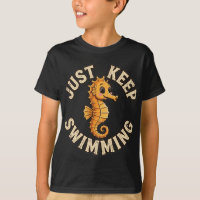 T-shirt met Zeepaardje 'Blijf Maar Zwemmen'