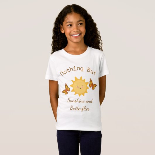 T-shirt met “Zonnebloemen en vlinders” (Voorkant volledig)