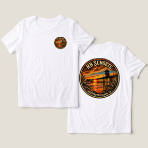 T-shirt met zonsondergang in Huntington Beach 
