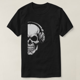 T-shirt met zwart schedel en koptelefoon