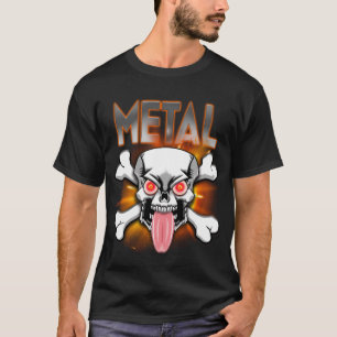 T-shirt MÉTAL!  Crâne et os croisés, langue collée