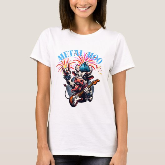 T-shirt     Metal Moo-d – Rockin' Cow with a Guitar (Devant)