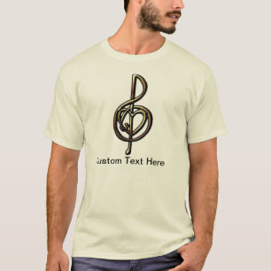 T-shirt Métallo Embossé Musical Clef avec Coeur