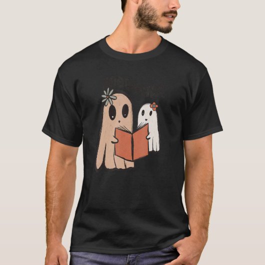 T-shirt Mete Ghost Book Lecture Halloween Professeur Top F (Devant)