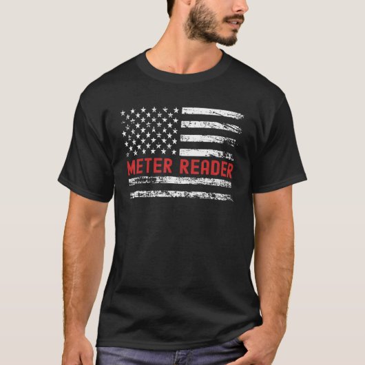 T-shirt Meter Reader USA Drapeau Profession Rétro Titre du (Devant)