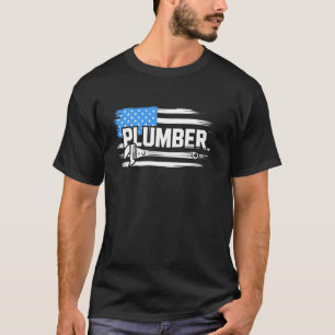 T-shirt Métier Patriotique Plomberie Drapeaux et Outils
