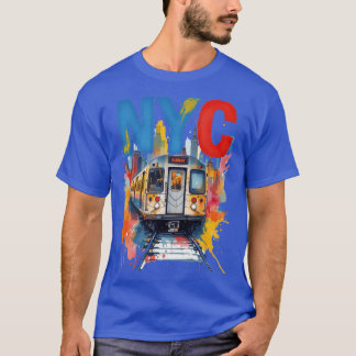 T-shirt Métro de New York NYC Subwayrain style aquarelle