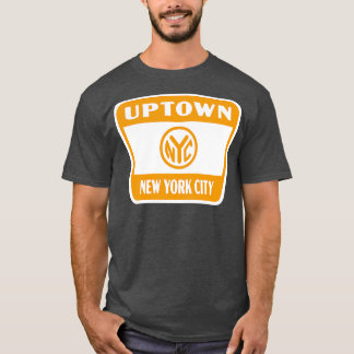 T-shirt Métro de New York Ville Badge Gold sur Whi