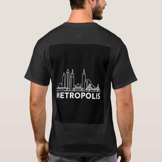 T-shirt Metropolis City Skyline – Minimal Line Art Urban T (Dos)