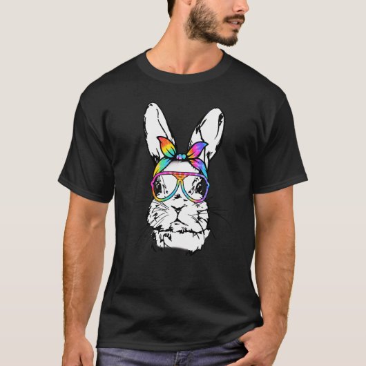 T-shirt Mets Bunny Messy Bun Tie Dye Bandana Rabbit Easte (Devant)