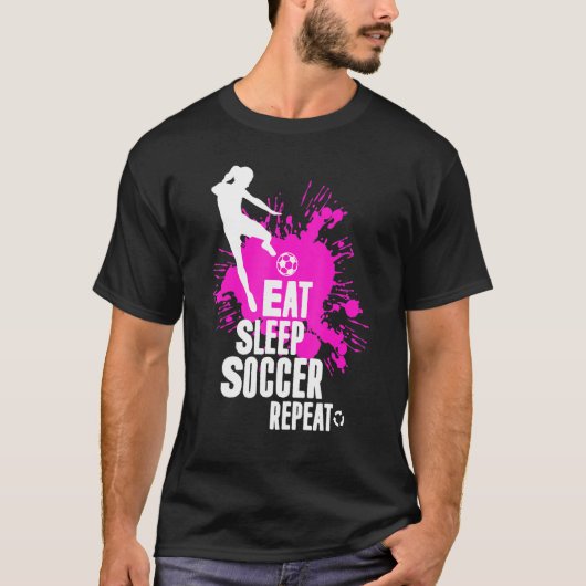 T-shirt Mets Manger Sleep Football Répéter Girls Ftbol Pla (Devant)