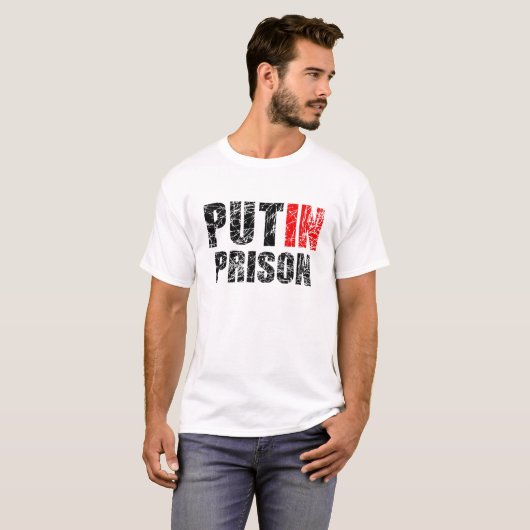 T-shirt Mettre Poutine en prison (Devant entier)