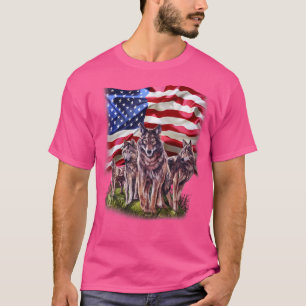 T-shirt Meute de loups Patriotique Usa Wolf Amérique du No