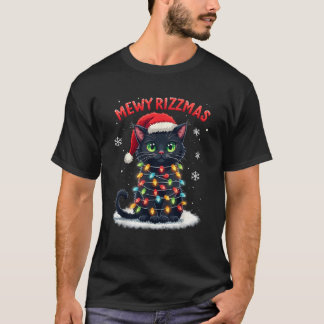 T-shirt Mewy Rizzmas Drôle Père Noël Cat Mewing Joke Rizz
