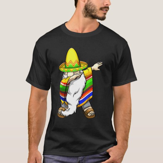 T-shirt Mexicain Dabbing Gnome Cinco De Mayo Poncho Sombre (Devant)