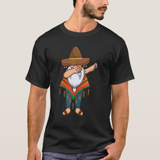 T-shirt Mexicain Dabbing Gnome Cinco De Mayo Poncho Sombre (Devant)