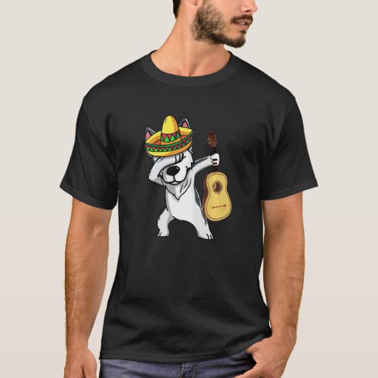 T-shirt Mexicain Dabbing Husky Cinco De Mayo Poncho Sombre (Devant)