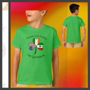 T-shirt Mexicain Irlandais Drapeaux Shamrock Votre nom