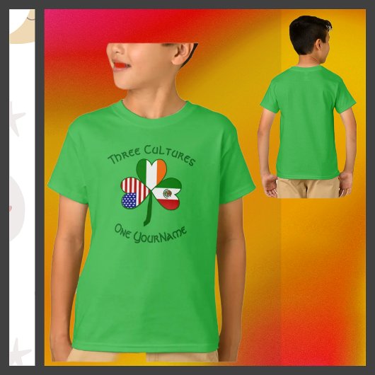 T-shirt Mexicain Irlandais Drapeaux Shamrock Votre nom