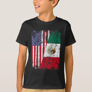 T-shirt MEXICAIN RACINE Drapeau à moitié américain MEXIQUE