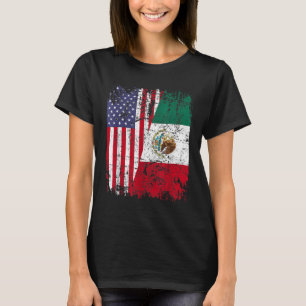 T-shirt MEXICAIN RACINE Drapeau à moitié américain MEXIQUE