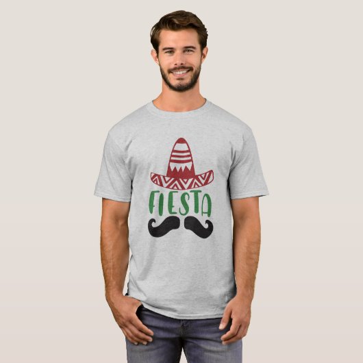 T-shirt Mexican Fiesta Mustache-Sombrero Design (Devant entier)