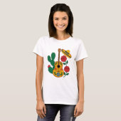 T-shirt Mexican Guitar Sombrero and Cactus Fiesta Design (Devant entier)