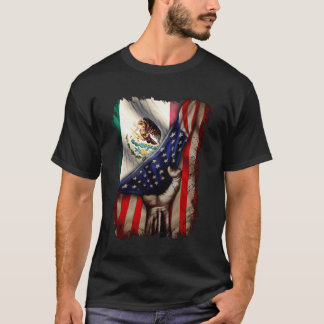 T-shirt Mexican Roots American Mexican Flag Mexico Is Call