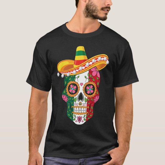 T-shirt Mexican Skull Sombrero Cinco De Mayo (Devant)