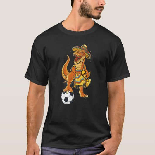 T-shirt Mexican Soccer Rex Dinosaur Mexico Flag Futbol 202 (Devant)