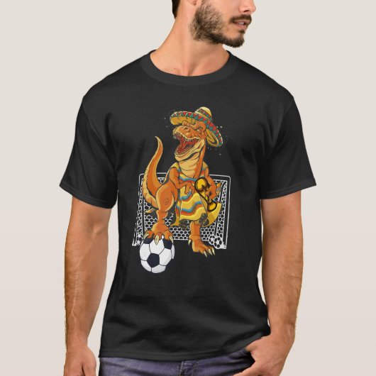 T-shirt Mexican Soccer Rex Dinosaur Mexico Flag Futbol 202 (Devant)