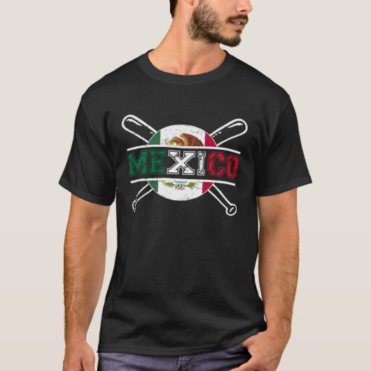T-shirt Mexico Baseball Flag for Mexican Baseball Fans Dis (Devant)