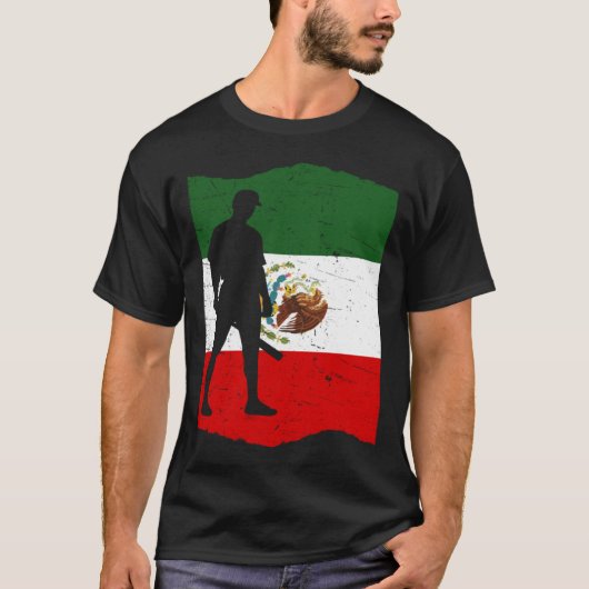 T-shirt Mexico Baseball Flag for Mexican Baseball Fans Vin (Devant)