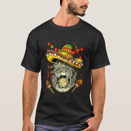 T-shirt Mexico Cinco de Mayo Crocodile Sombrero Mexican Pa (Devant)