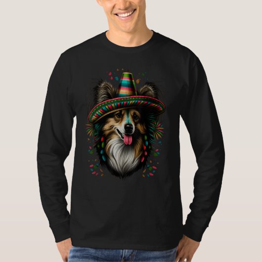 T-shirt Mexico Cinco de Mayo Sheltie Mexican Shetland Shee (Devant)