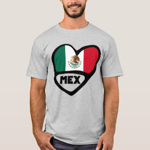 T-shirt Mexique Code Pays Coeur Drapeau, MEX