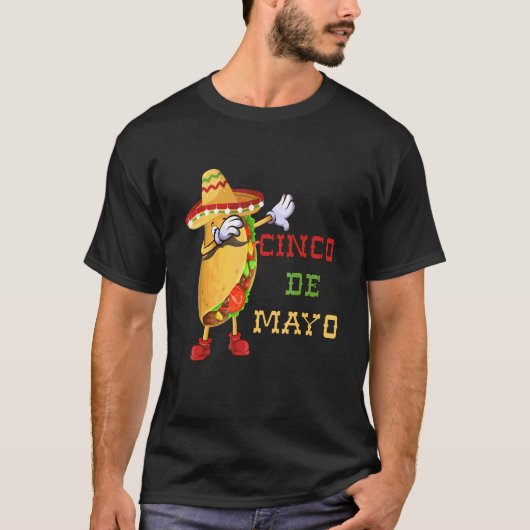 T-shirt Mexique Dabbing Taco Cinco De Mayo Poncho Sombrero (Devant)