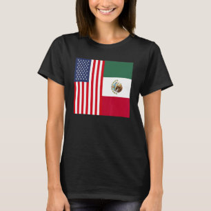 T-shirt Mexique États-Unis Drapeau Amérique Né Élevé Demi