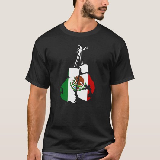 T-shirt Mexique Gants De Boxe Avec Drapeau Mexicain Pour B (Devant)