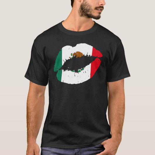 T-shirt Mexique Lips Kiss Mexicain Flag Pride Mexicana (Devant)