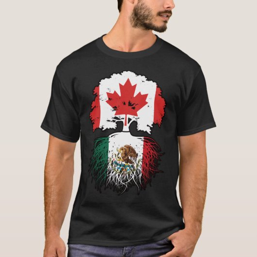 T-shirt Mexique Mexique Canada drapeau des racines d'arbre (Devant)