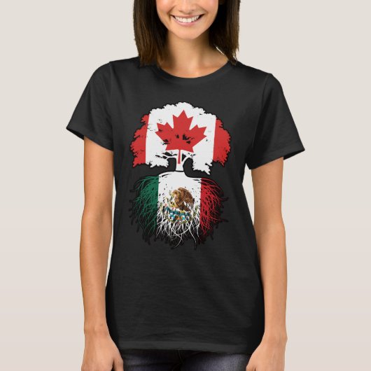 T-shirt Mexique Mexique Canada drapeau des racines d'arbre (Devant)