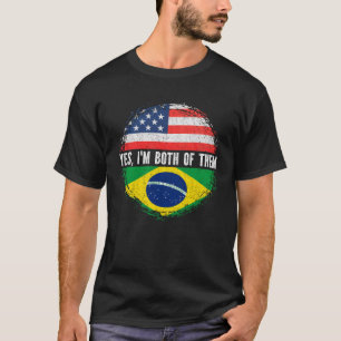 T-shirt Mi-Américain Demi-Brésilien USA Drapeau Brésil