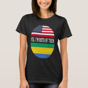 T-shirt Mi-Américain Mi-Gabonais Drapeau USA Patrimoine Ga